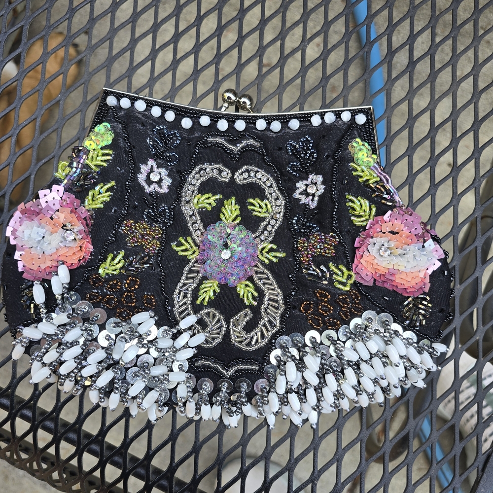 Embellished Floral Beaded Clutch